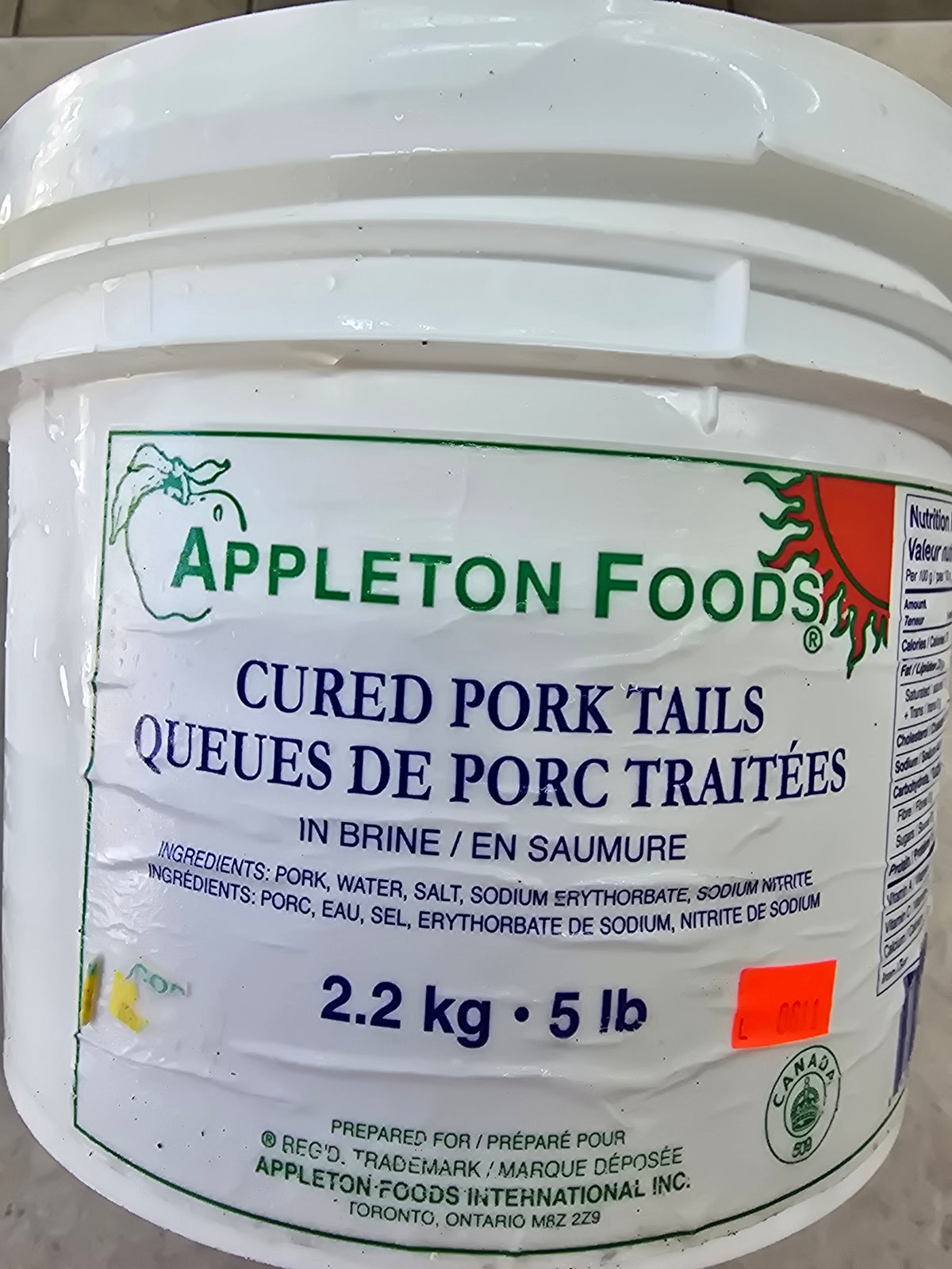 Cured Pork Tails 5lbs (2.2kg) Small Pail
